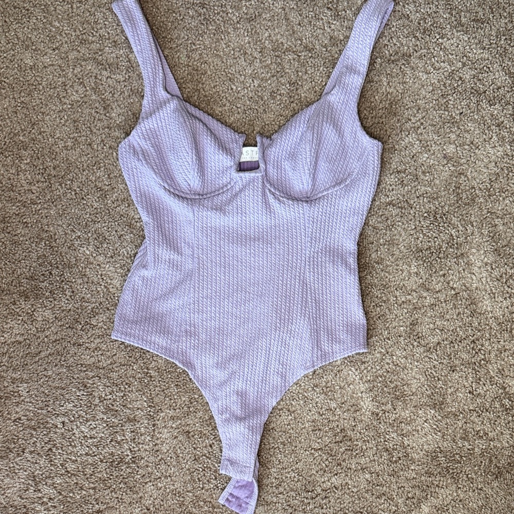 Astr Lilac Ribbed Top